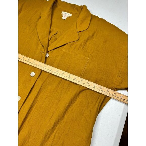 Madewell Boxy Button Down Mustard Short Sleeve Boho Top Womens Size XL - Picture 3 of 7